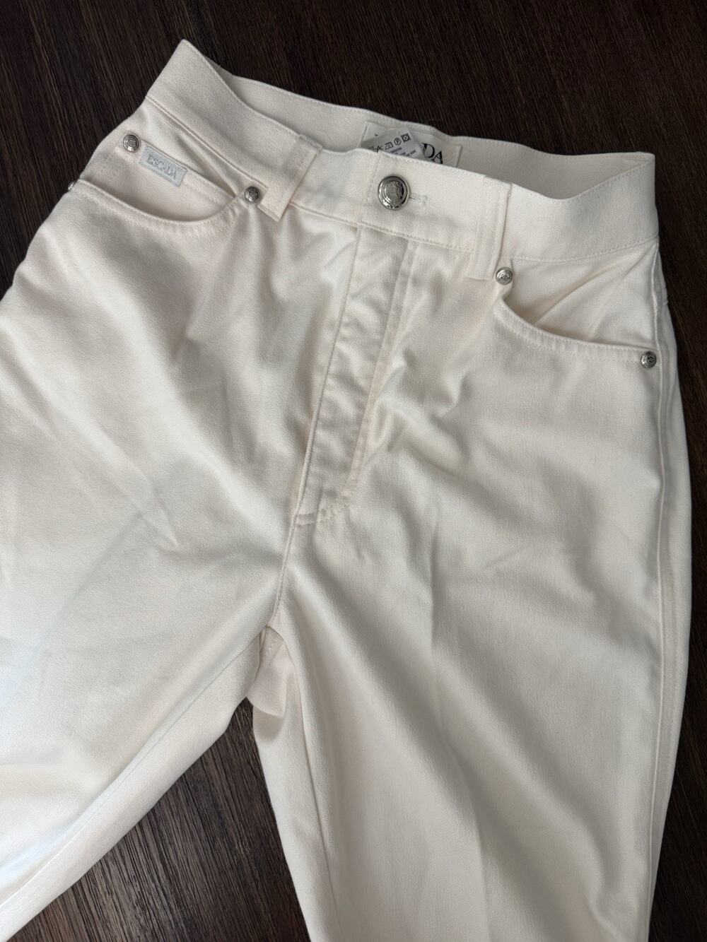Vintage ESCADA Pants 34 Equestrian Riding Stretch Cotton Winter White High Rise